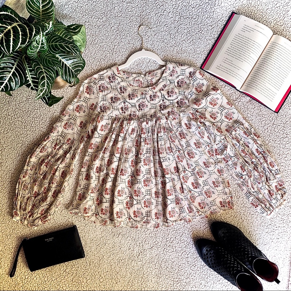 Anthropologie Floreat Sala Beaded Peasant Blouse